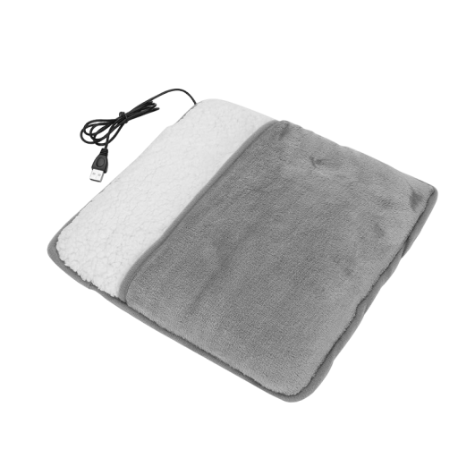 Ohřívač nohou 30 x 30 x 2,5 cm USB vyhřívaná měkká podložka s plyšovým povrchem Šedý teplý polštář pro nohy a tělo Zimní zahřívací podložka