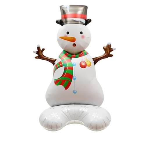 Om de zăpadă cu balon de Crăciun în picioare