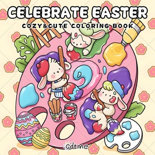 Omalovánky Celebrate Easter húsvéti motívumokkal 20 × 20 cm, 24 oldal, színes illusztrált színező könyv