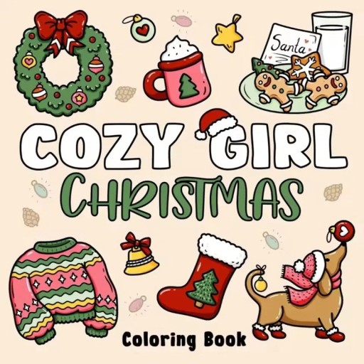 Omalovánky Cozy Girl Christmas rotonde illustrazioni natalizie 21 × 21 cm libro da colorare con immagini semplici per bambini e adulti