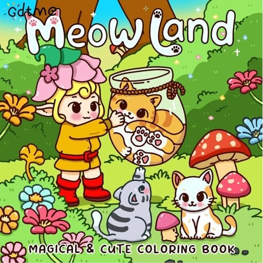 Omalovánky Meow Land roztomilý kočičí svet 20 × 20 cm kniha na vyfarbovanie 24 stránok relaxačné pre deti aj dospelých