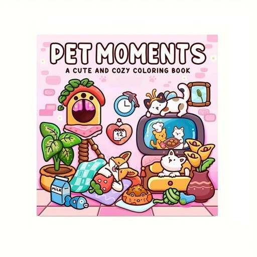 Omalovánky pentru copii și adulți cu animale de companie și scene drăguțe 20 x 20 cm carte de colorat liniștitoare pentru relaxare și creație