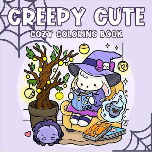Omalovánky pre deti strašidelne roztomilý motív Creepy Cutie 20 x 20 cm papierové jednoduché kreslenie pre voľný čas