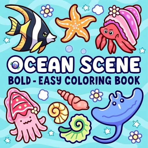 Omalovingen met oceaanmotieven voor kinderen 20 × 20 cm 24 pagina's eenvoudige illustraties kleurrijke onderwaterwereld inkleuren