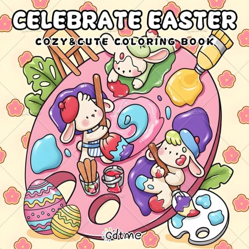Omalowanki Celebrate Easter z wielkanocnymi motywami 20 × 20 cm, 24 strony, kolorowa ilustrowana książka do kolorowania