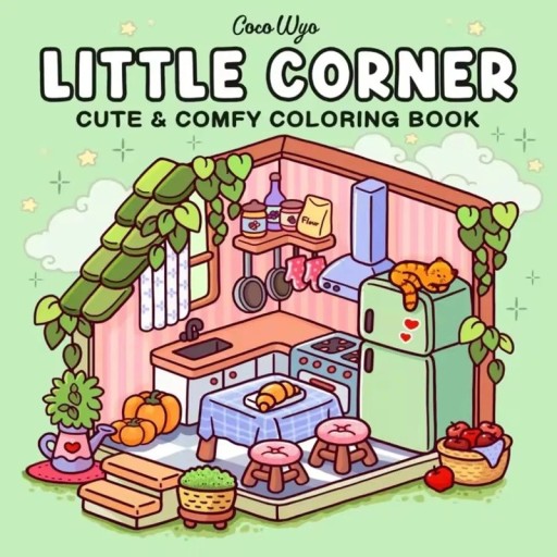 Omalowanki Little Corner urocze ilustracje wnętrz i zwierząt 21 × 21 cm książka do rysowania z prostymi obrazkami dla dzieci i dorosłych