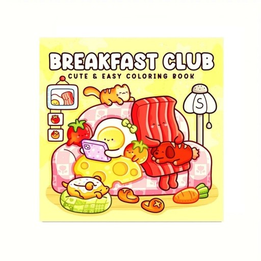 Omalowanki urocze Breakfast Club 20 x 20 cm 28 stron papierowe ilustracje kreatywne rysowanie i relaksacyjne kolorowanie