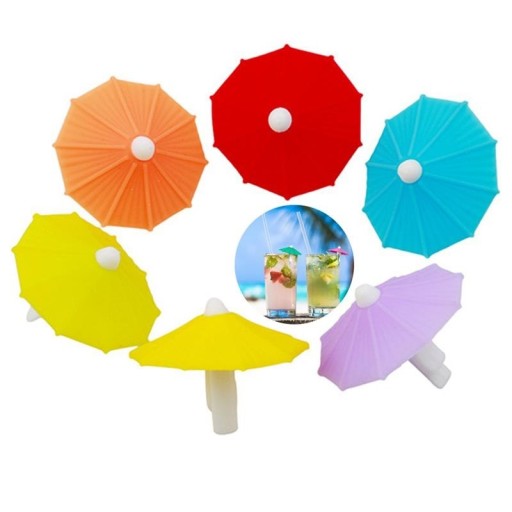 Ombrellini in silicone per cocktail da applicare al bordo del bicchiere Decorazione per drink e altre bevande in un mix di colori Dimensione 4 x 3 cm