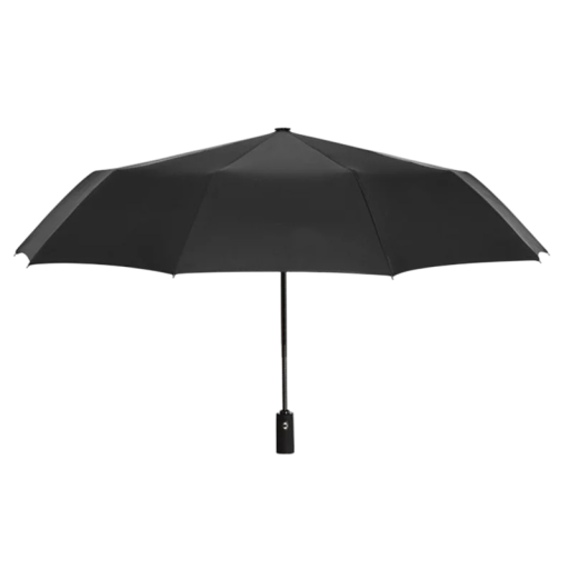 Ombrello nero con protezione antivento 105 x 61 cm con superficie extra grande Strato doppio telaio a 10 stecche Metallo e fibra Controllo automatico a pulsante