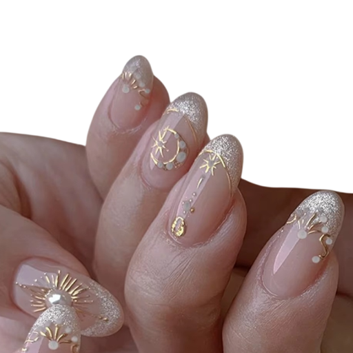 Ongles en acrylique de longueur moyenne 24 pcs Conseils adhésifs fins forme amande Ongles artificiels design pour manucure maison fait maison