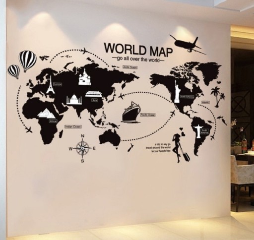 Öntapadó világtérkép dekoráció