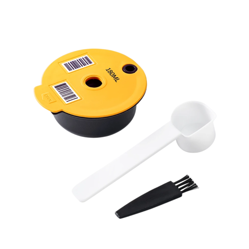 Opakovaně použitelná kapsle na mletou kávu 180 ml pro Tassimo kávovary s plastovou lžičkou a čisticím kartáčkem pro snadnou údržbu