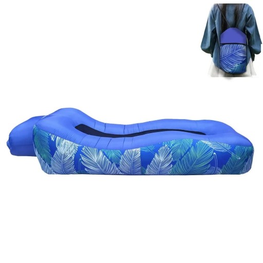 Opblaasbare campingligstoel met ademend gaas 190 x 77 x 55 cm opvouwbaar en draagbaar in tas voor camping strand festival en tuin