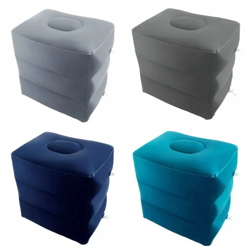 Opblaasbare kindervoetsteun van PVC voor in het vliegtuig 30x38x40 cm Verstelbare hoogte 3 delen Reisvoetsteun Comfort op lange vluchten
