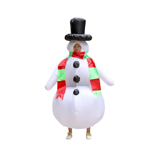 Opblaasbare sneeuwpop kostuum met hoed en sjaal Universele maat 150–190 cm Set met ventilator en batterijpouch Voor winterfeesten en bal