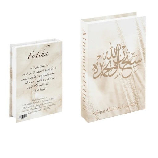 Openbare valse boek Subhan Allahi wa bihamdihi Beige natuurlijke ontwerp met kalligrafie Decoratieve opbergdoos