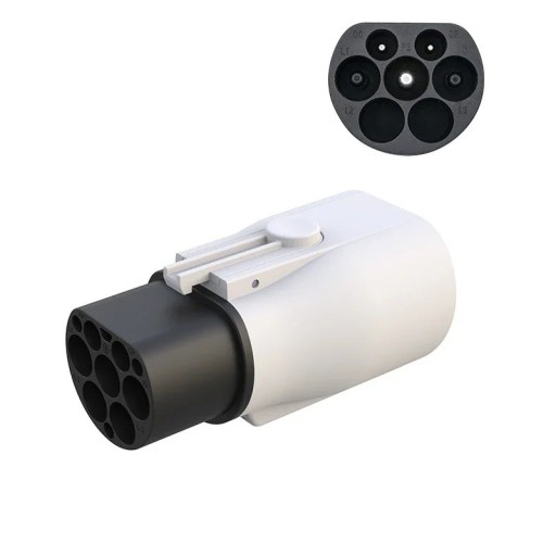 Oplaadadapter Type 2 naar GB/T 7 kW 32A 1P eenfasig AC wit zwart voor aansluiting van een elektrische auto op een oplaadstation