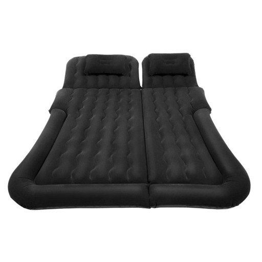 Oppustelig madras til bil 170 x 120 cm Sort PVC + fleece med pumpe og puder Rejsemadras med underlag og opbevaringspose