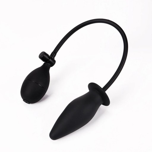 Oppustelig silikone-analplug 10,7 cm med pumpe, fleksibelt og bøjeligt materiale, nem størrelsesjustering, diskret emballage.