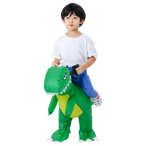 Oppusteligt dinosaurrytterkostume til børn, dinosaur-cosplay, børnekarnevalskostume, halloweenkostume, 80-100 cm