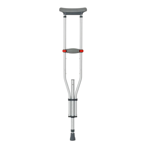 Opvouwbare onderarmkrukken Verstelbare hoogte 98 tot 158 cm Ingevouwen 54 cm Aluminiumlegering en rubber Zilver Voor personen van 140 tot 200 cm