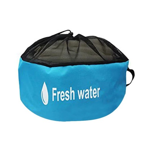 Opvouwbare tas voor waterhose met gaasdeksel 46 x 25,5 + 22 cm Polyester Blauw Opslagzak voor schoon water in de camper
