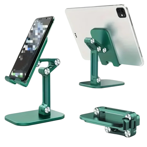 Opvouwbare, verstelbare mobiele telefoonhouder voor op het bureau, compacte reisstandaard, universele smartphone-ondersteuning