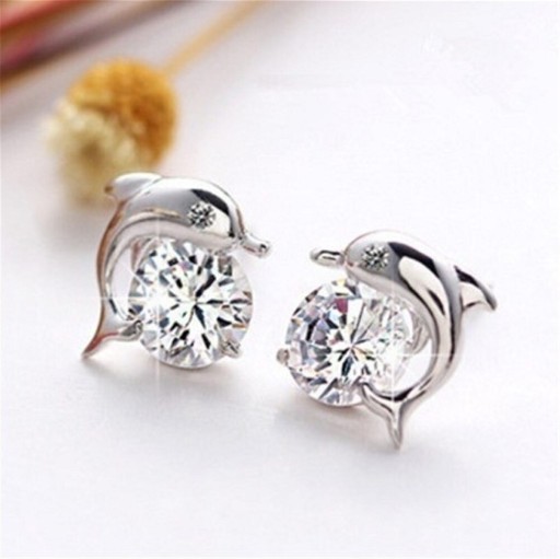 Orecchini a bottone da donna delfino