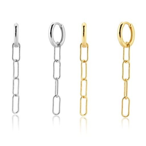 Orecchini a cerchio da donna con catena A3157