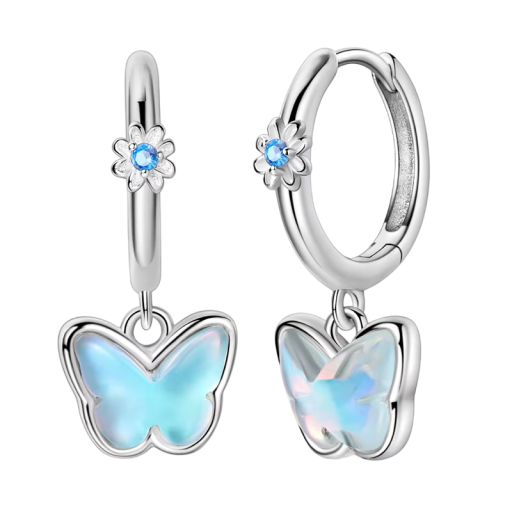 Orecchini a fiori a forma di farfalla in argento 925 per donne Gioielli di moda Regali orecchini circolari delicati per uso quotidiano