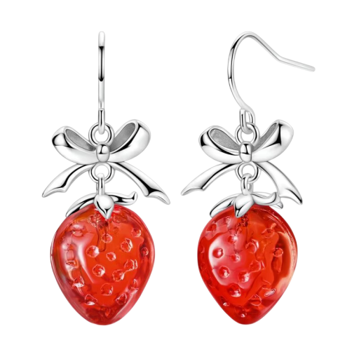 Orecchini a forma di fragola in argento sterling 925 per donne Gioielli in argento da donna Regali estivi succosi simbolo d'amore, passione, purezza e abbondanza