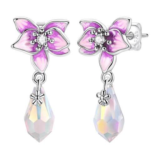 Orecchini floreali incantevoli in argento sterling 925 per donne Gioielli in argento femminili Regali orchidea simbolo di bellezza, eleganza e amore