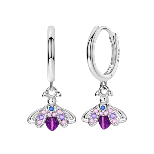 Orecchini luminosi con lucciola in argento 925 per donne Gioielli alla moda Regali orecchini a cerchio pietra luminiscente che brilla al buio