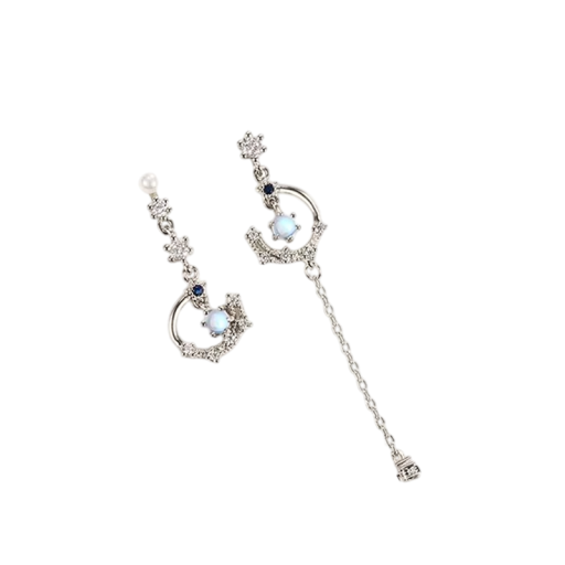 Orecchini lunari pendenti in zirconio con motivi di luna e stelle, orecchini lunghi di lusso per donne, simbolo di ispirazione e trasformazione personale