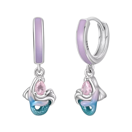 Orecchini sirena in argento sterling 925 per donne Gioielli eleganti e delicati con motivo marino