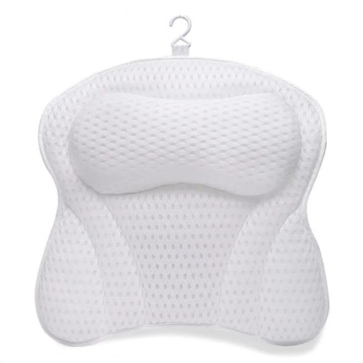 Oreiller de baignoire 44 x 43 x 10 cm Oreiller de soutien doux pour la nuque et le dos dans le bain à remous Maille épaisse 6 ventouses Oreiller