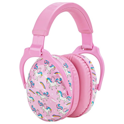 Orejeras infantiles rosas con unicornios Tamaño ajustable Protección acústica Orejeras cómodas Materiales seguros