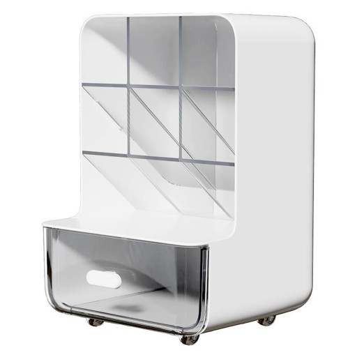 Organisateur incliné à grande capacité pour fournitures de bureau et d'écriture 14,5 × 13,5 × 21,5 cm en PP pour stylos, crayons et petits accessoires de bureau