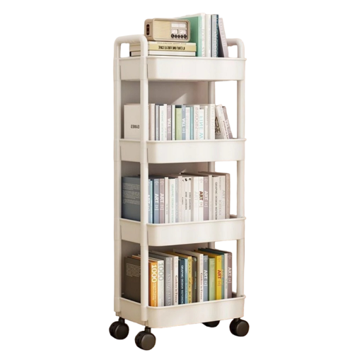 Organisateur mobile à quatre niveaux Chariot à roulettes avec 4 paniers Chariot de rangement 98,5 x 37 x 25 cm