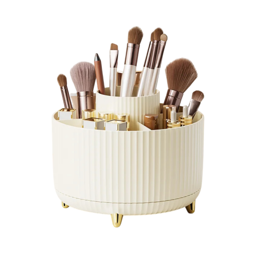 Organiseur de cosmétiques rotatif à 360° 14 x 14 x 12 cm, boîte de rangement en plastique pour pinceaux de maquillage, rouges à lèvres, stylos, support de salle de bain, boîte portable