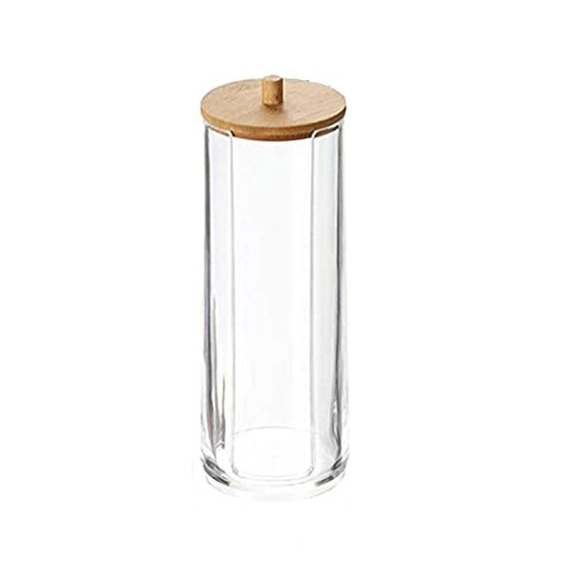 Organizador de cosméticos para bastoncillos de algodón con tapa de madera