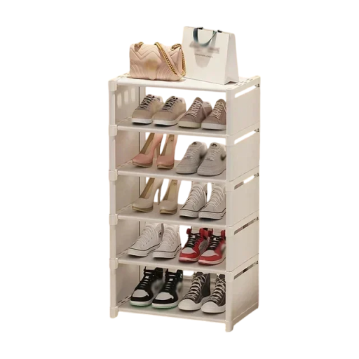 Organizador de sapatos ajustável em várias camadas Suporte prático com prateleiras para poupança de espaço Design moderno Dimensões 90x42x26 cm