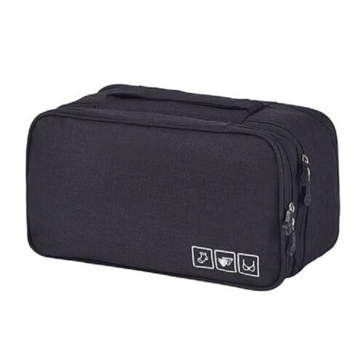 Organizador de viagem para sutiãs e roupa interior Bolsa com fecho e bolsos na tampa Armazenamento organizado da roupa na mala ou mochila