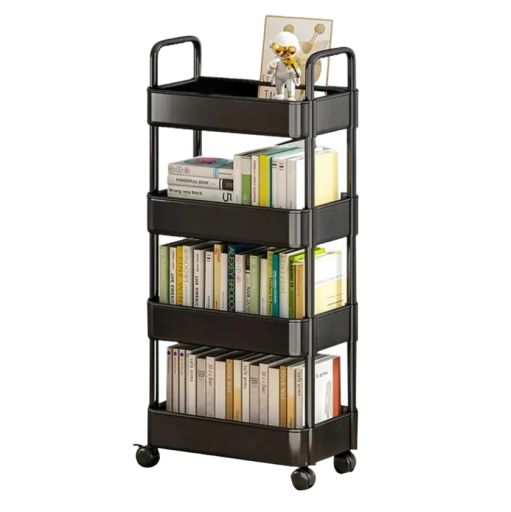 Organizador móvil de cuatro niveles Estantería con ruedas con 4 cestas Carro de almacenamiento móvil 98,5 x 37 x 25 cm