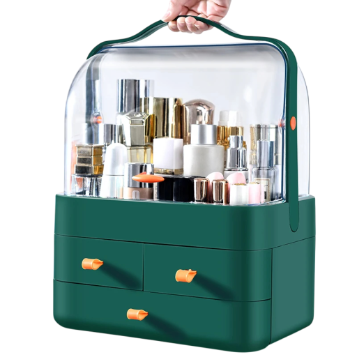 Organizator cosmetic prăfuit cu sertare 26,5 × 18,2 × 34,7 cm cutie de depozitare pentru machiaj și produse cosmetice