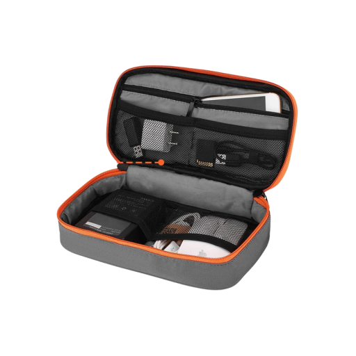Organizator de călătorie pentru electronice și cabluri 12x4,5x23,5 cm Culori neutre Husă practică pentru încărcătoare, căști și accesorii