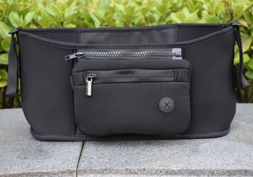 Organizator podróżny na wózek z paskami do uchwytu Neoprenowa torba na akcesoria dziecięce z kieszeniami na zamek 31,5 x 9,5 x 17 cm