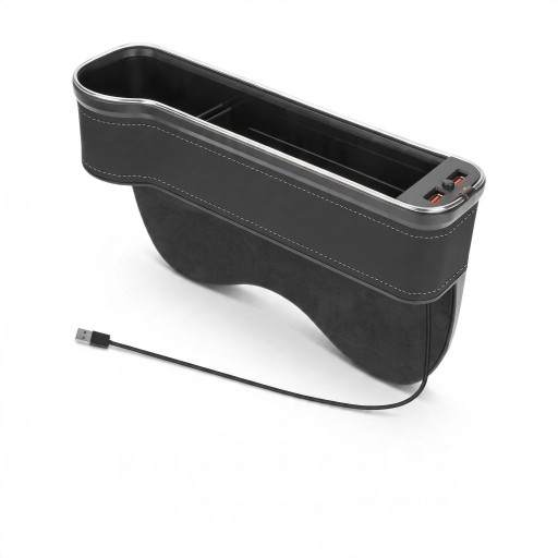 Organizér do mezery medzi sedadlom a konzolou Strana vodiča LED podsvietenie 2x USB Držák nápojov 28,5 x 7 x 18,5 cm