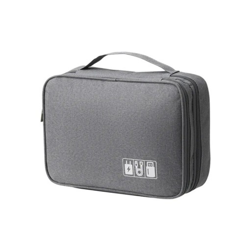 Organizér na elektroniku Taška na káble a nabíjačky Tri vrstvy 27 x 21 x 10 cm Oxfordská tkanina Šedá Na príslušenstvo a pevný disk