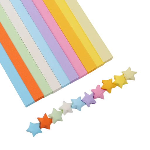 Origami Paper Strips 540 pcs 21.8 × 1 cm Double-Sided Coloured Paper Orange Blue Pink Yellow Green DIY Crafting Decorations